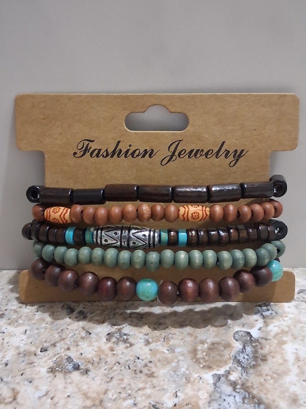 Fashion Jewelry Turquoise, Brown & Mint Multi-Strand Beaded Bracelet Set